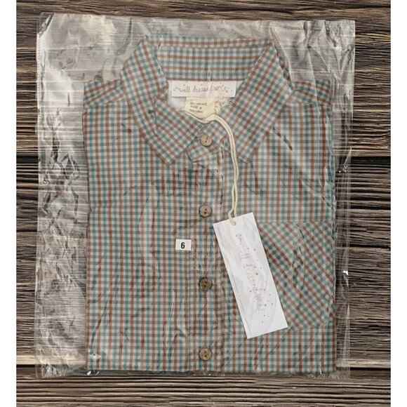🆕 Well Dressed Wolf Brown Green Plaid Shirt Size 6 NWT